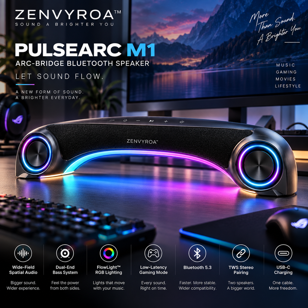 ZENVYROA™ PULSEARC M1  Arc-Bridge Spatial Bluetooth Speaker