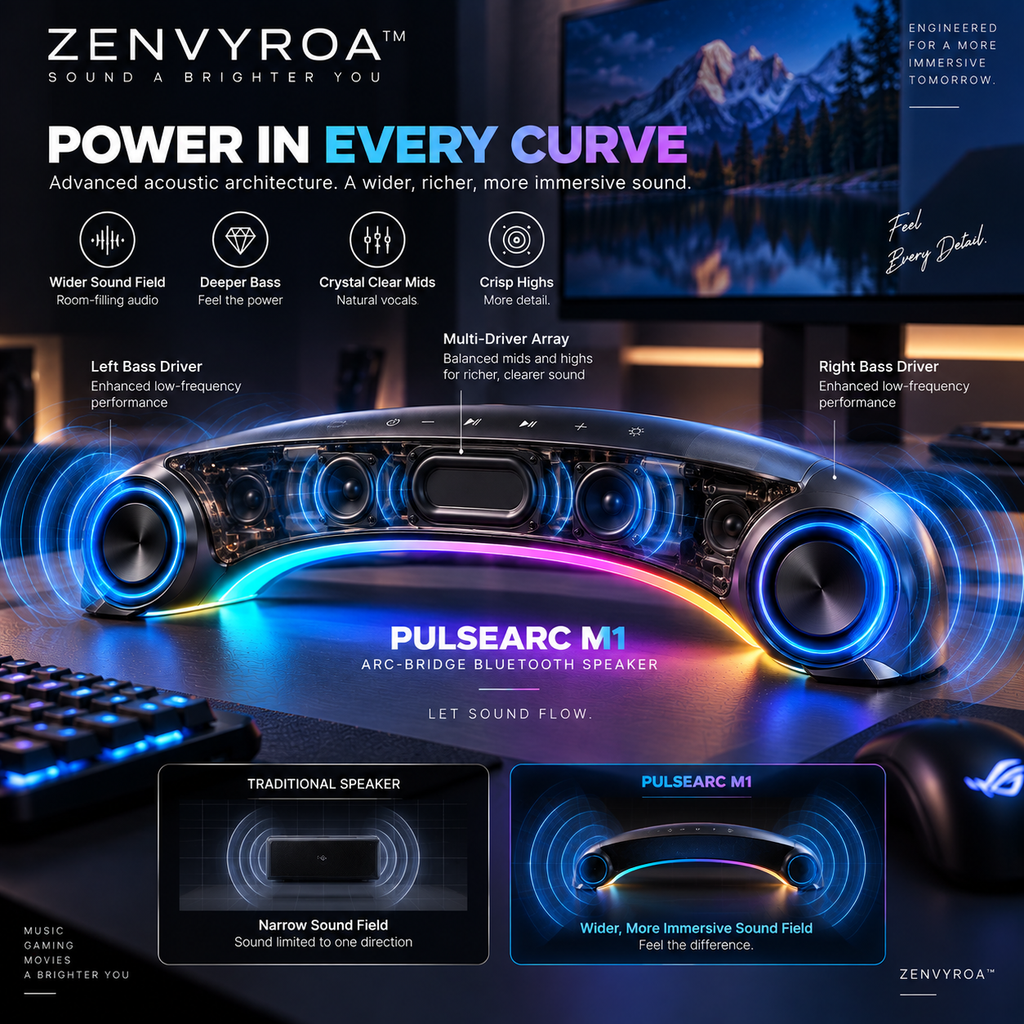 ZENVYROA™ PULSEARC M1  Arc-Bridge Spatial Bluetooth Speaker