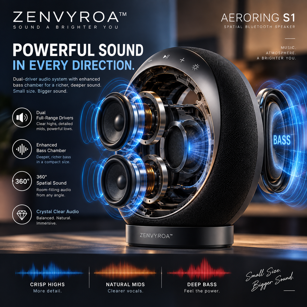ZENVYROA™ AERORING S1Spatial Ring Bluetooth Speaker