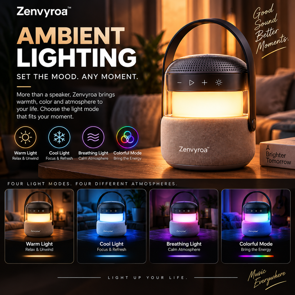 Zenvyroa™ GlowSound Portable Bluetooth Speaker with Ambient Light