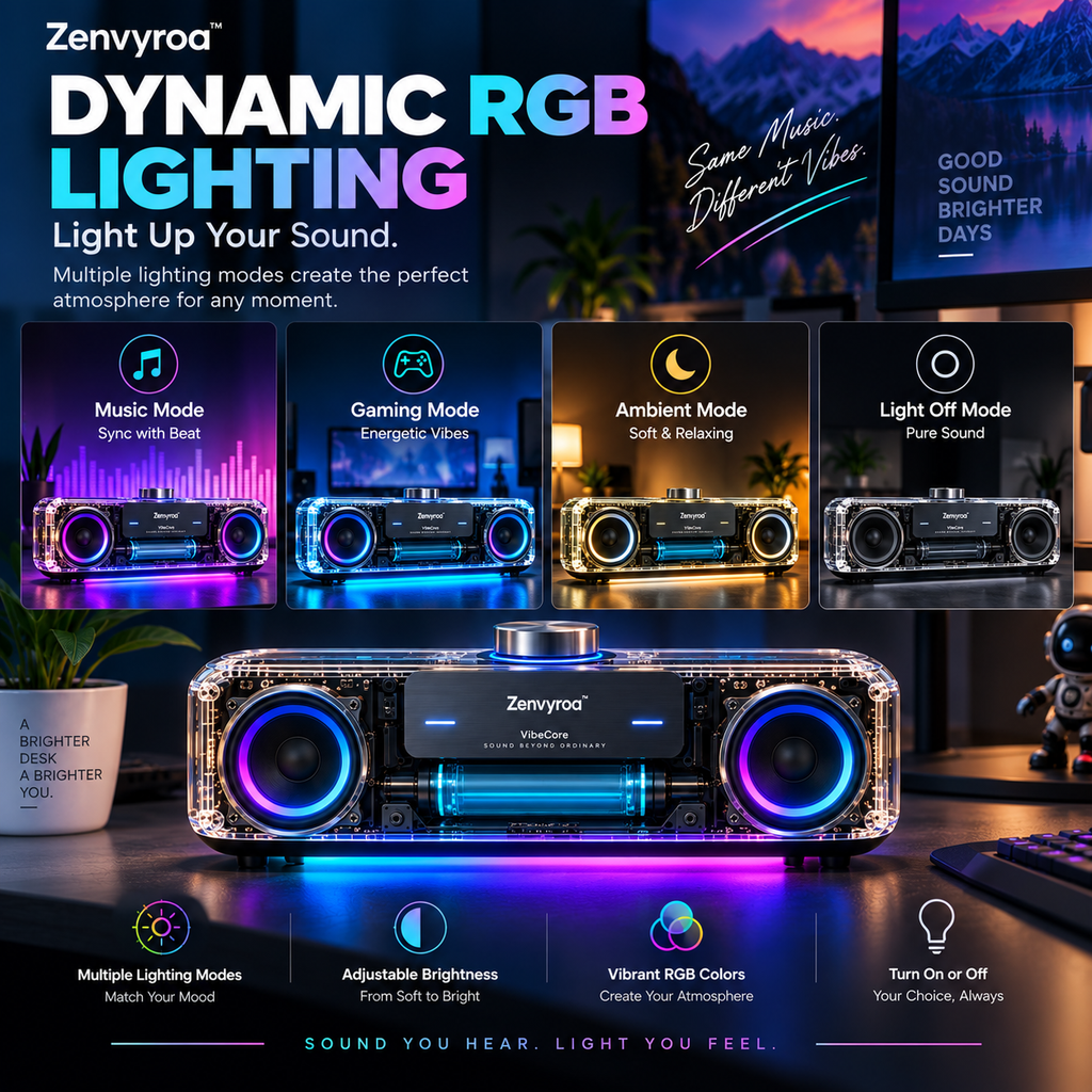 Zenvyroa™ VibeCore Transparent Bluetooth Speaker