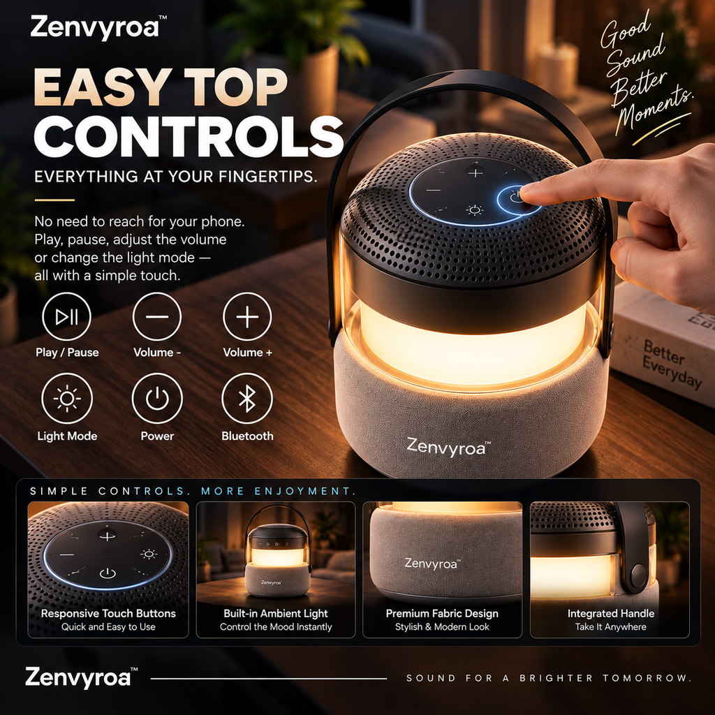Zenvyroa™ GlowSound Portable Bluetooth Speaker with Ambient Light
