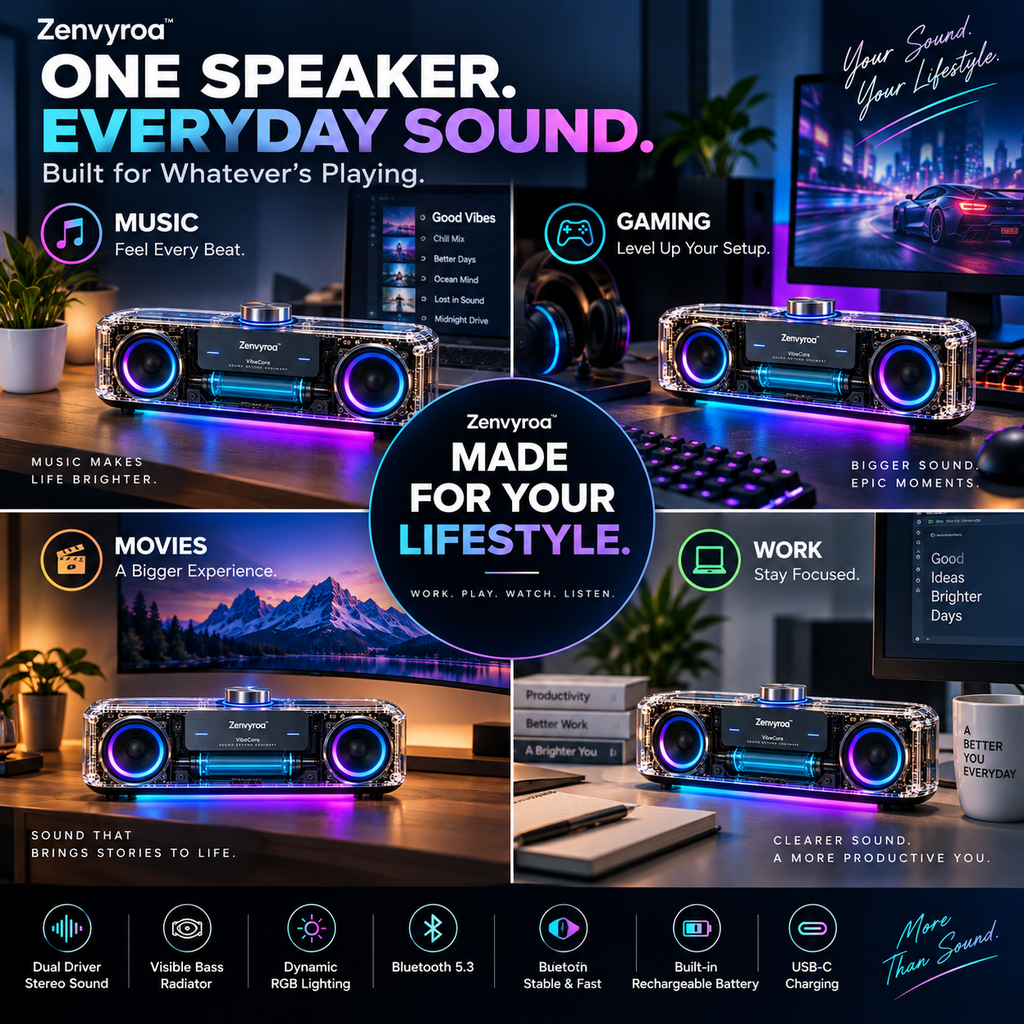 Zenvyroa™ VibeCore Transparent Bluetooth Speaker