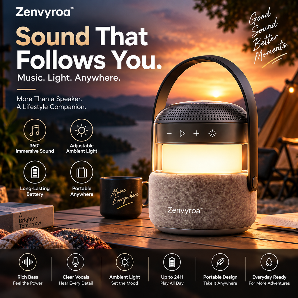 Zenvyroa™ GlowSound Portable Bluetooth Speaker with Ambient Light