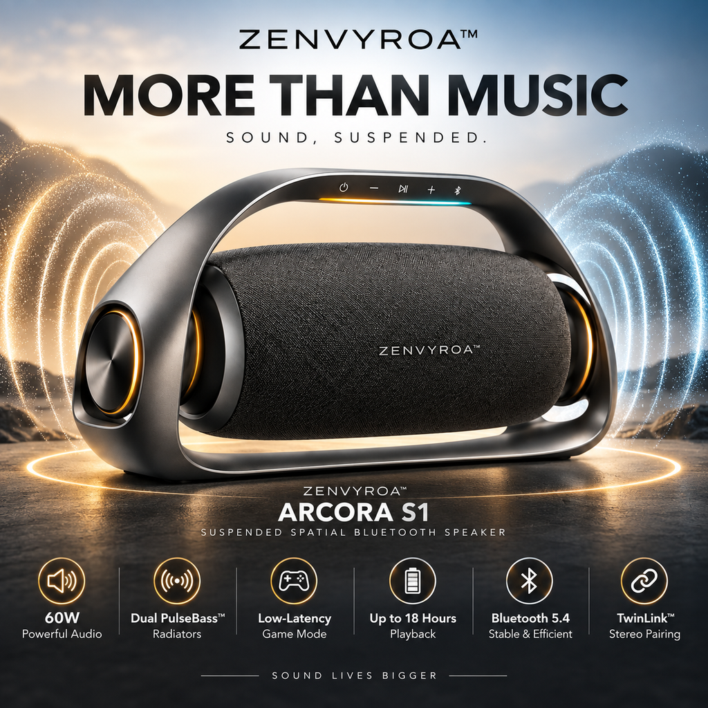 ZENVYROA™ ARCORA S1 — Suspended Spatial Bluetooth Speaker