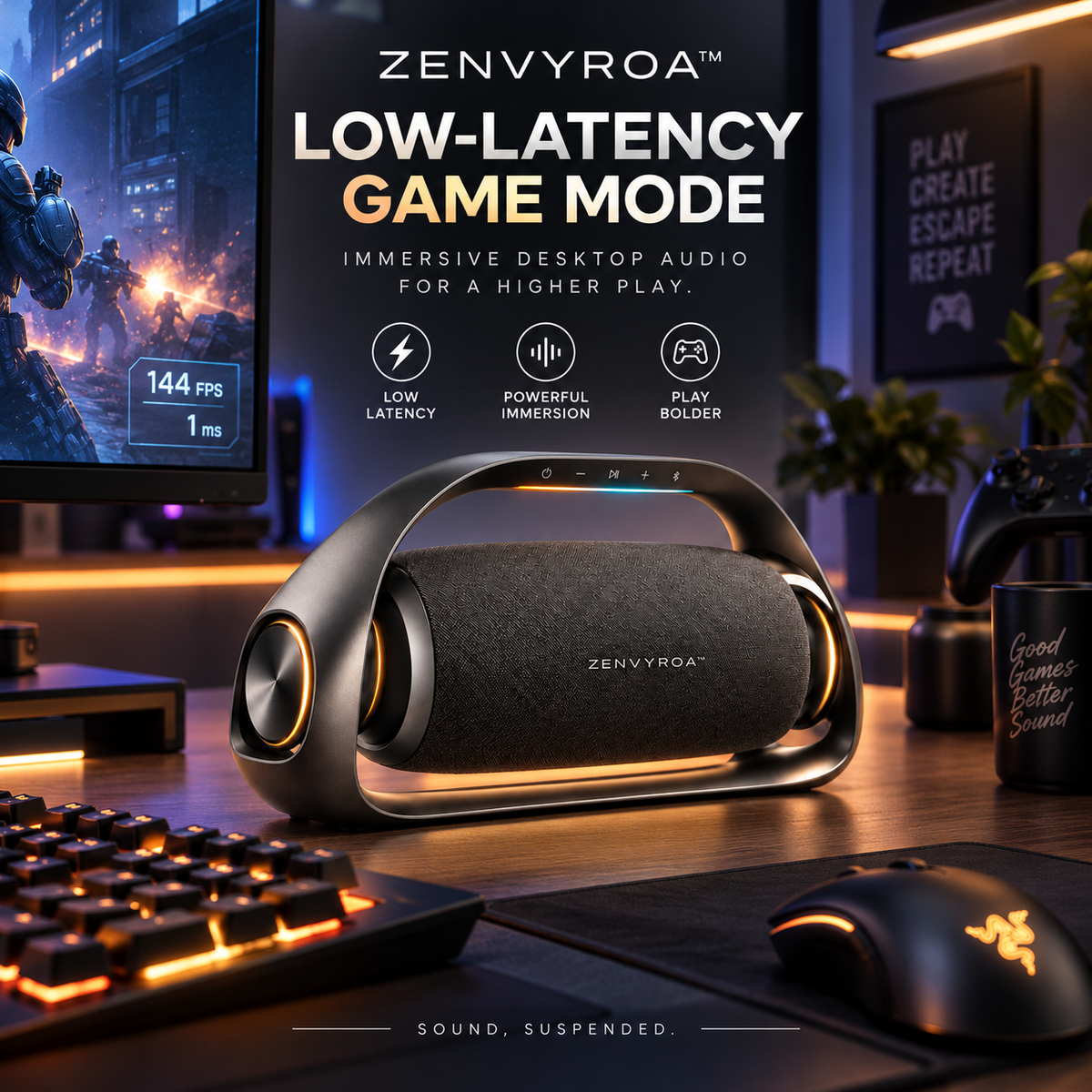 ZENVYROA™ ARCORA S1 — Suspended Spatial Bluetooth Speaker