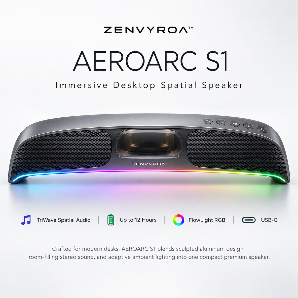 ZENVYROA™ AEROARC S1 Immersive Desktop Spatial Speaker