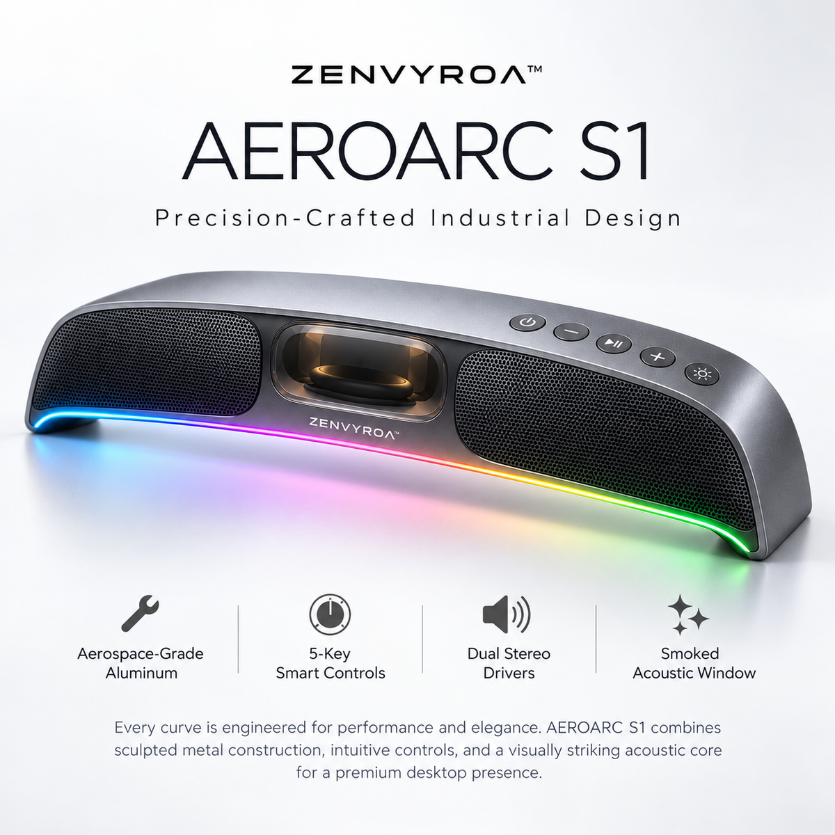 ZENVYROA™ AEROARC S1 Immersive Desktop Spatial Speaker