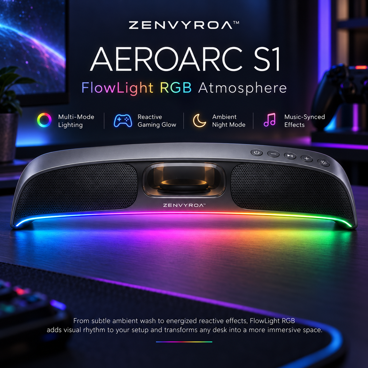 ZENVYROA™ AEROARC S1 Immersive Desktop Spatial Speaker