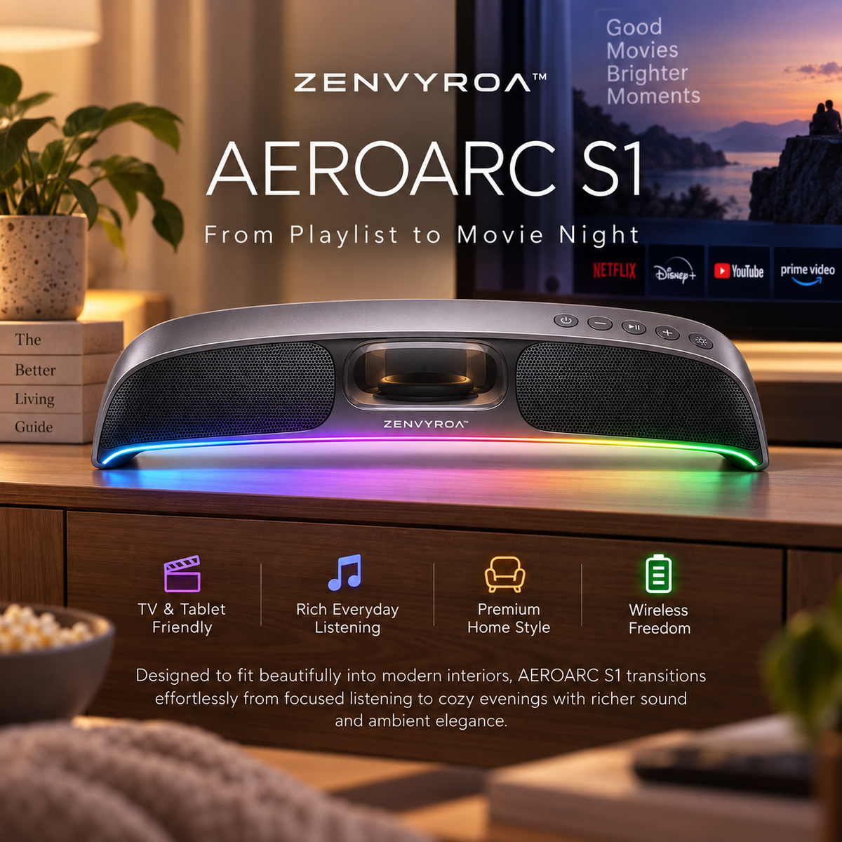 ZENVYROA™ AEROARC S1 Immersive Desktop Spatial Speaker
