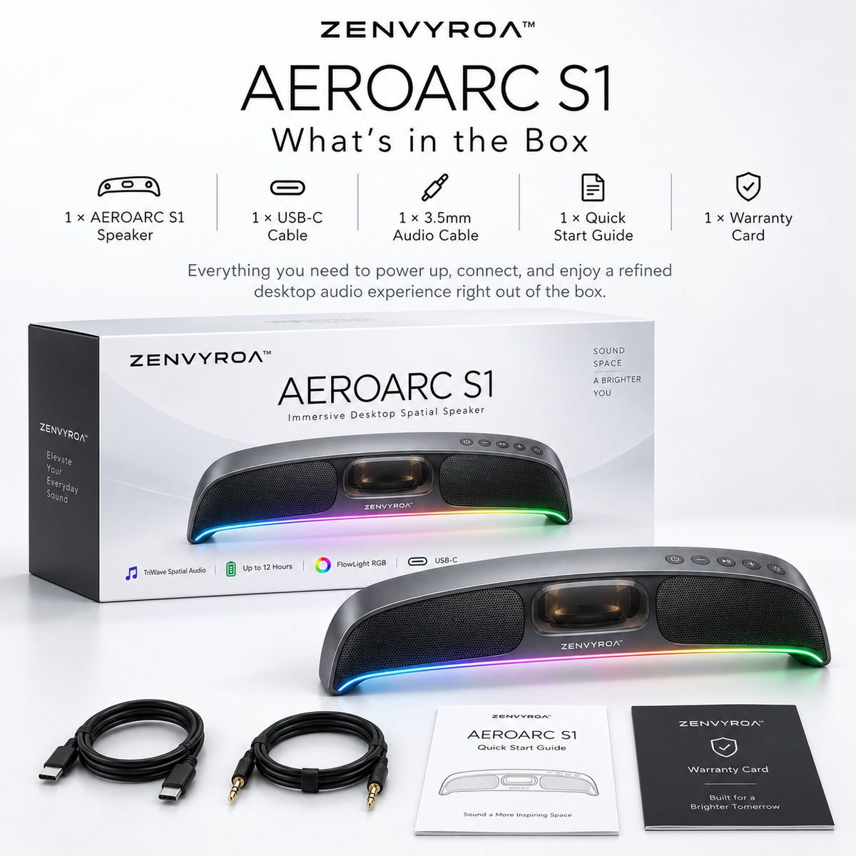 ZENVYROA™ AEROARC S1 Immersive Desktop Spatial Speaker