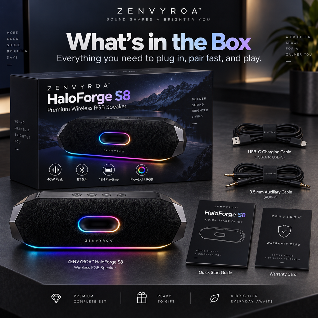 ZENVYROA™ HaloForge S8  Premium Wireless RGB Speaker