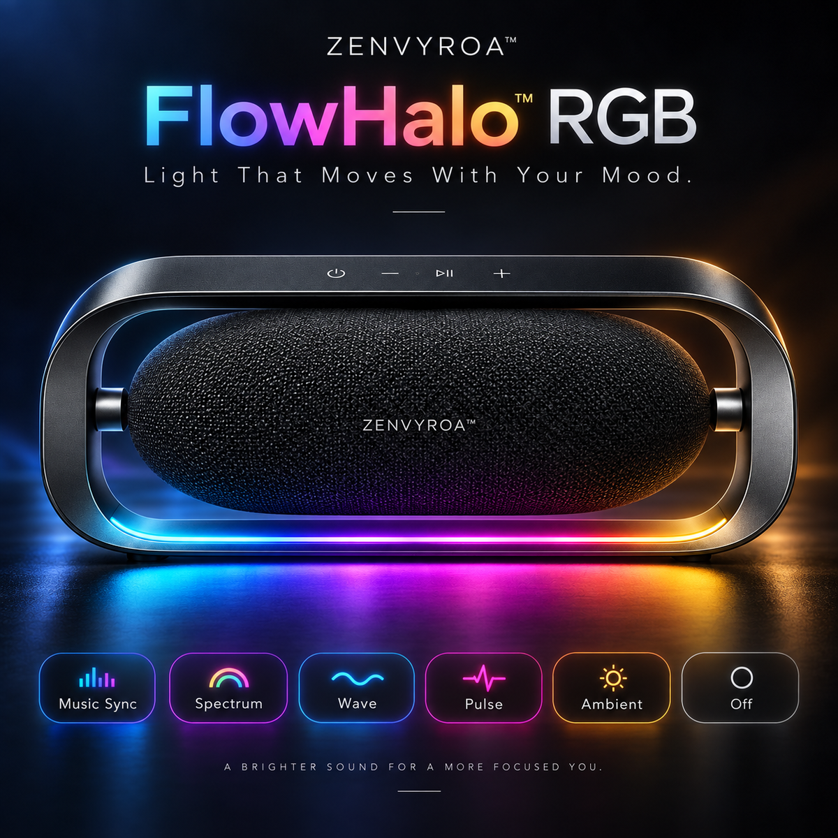 ZENVYROA™ AEROFORGE S8  Floating RGB Desktop Speaker