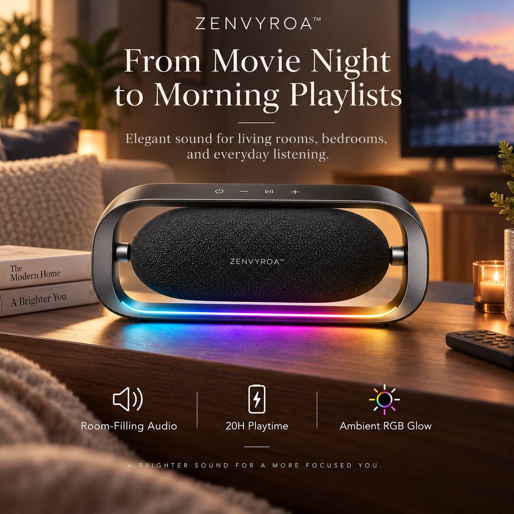 ZENVYROA™ AEROFORGE S8  Floating RGB Desktop Speaker