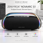 ZENVYROA™ NOVAARC S1 Wireless RGB Stereo Speaker  Slogan:  Sculpted Sound. Elevated Space.
