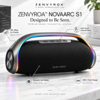 ZENVYROA™ NOVAARC S1 Wireless RGB Stereo Speaker  Slogan:  Sculpted Sound. Elevated Space.