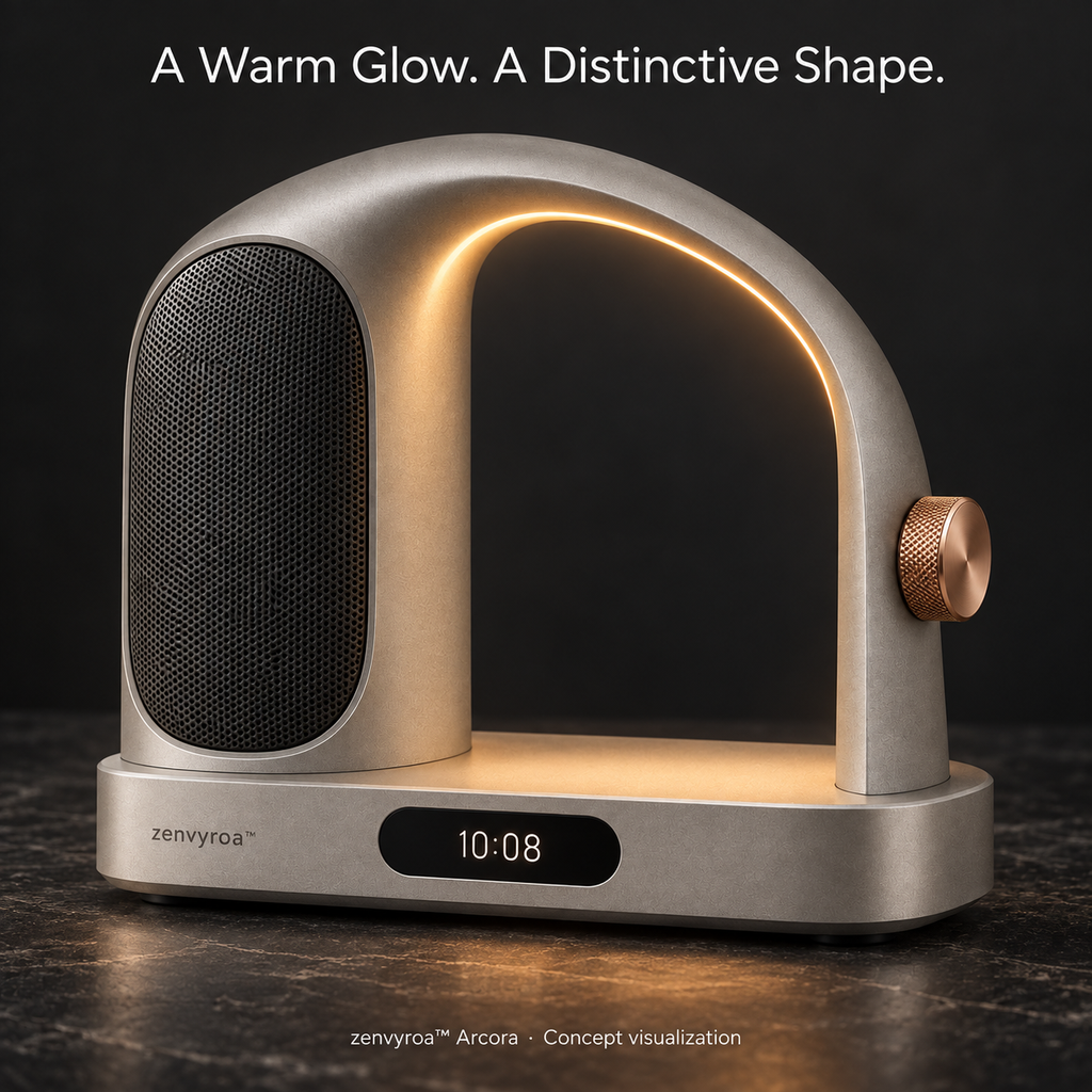 zenvyroa™ Arcora Bluetooth Desktop Speaker with Ambient Light & Digital Clock